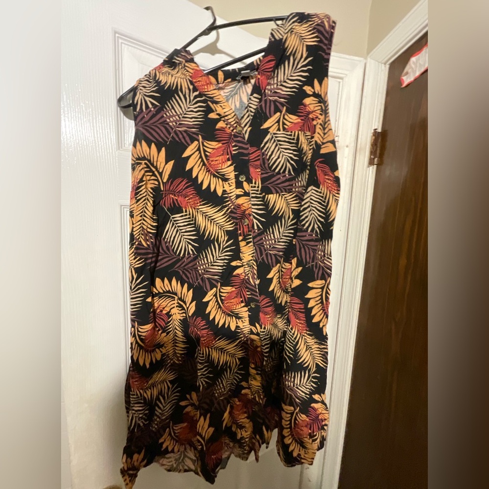 Tropical Leaf Print Dress